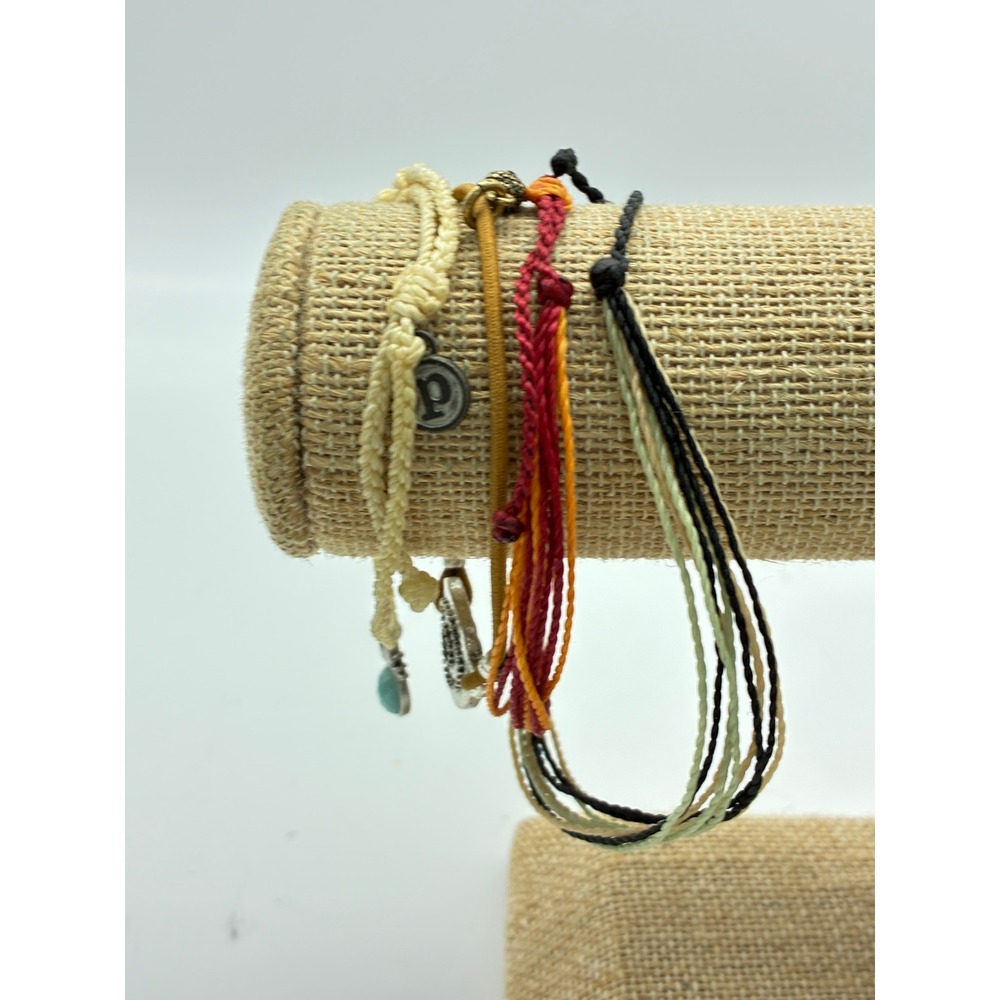 Pura Vida Bracelet Lot of 3 Braided Multi Strand and Buddha Sun Charm Adjustable